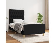 vidaXL Bed Frame without Mattress Black 107x203 cm King Single Size Fabric