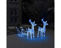 vidaXL Reindeers & Sleigh Christmas Decoration 160 LEDs 130 cm Acrylic