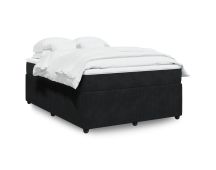 vidaXL Box Spring Bed with Mattress Black Queen Velvet