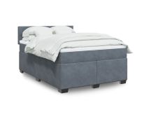 vidaXL Box Spring Bed with Mattress Dark Grey Queen Velvet