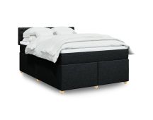 vidaXL Box Spring Bed with Mattress Black Double Fabric