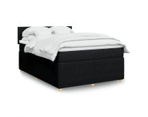 vidaXL Box Spring Bed with Mattress Black Queen Fabric