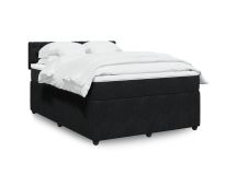 vidaXL Box Spring Bed with Mattress Black Queen Velvet