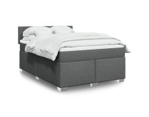 vidaXL Box Spring Bed with Mattress Dark Grey Queen Fabric