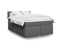 vidaXL Box Spring Bed with Mattress Dark Grey Queen Fabric