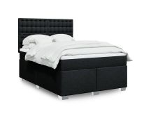 vidaXL Box Spring Bed with Mattress Black Queen Fabric