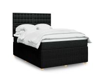 vidaXL Box Spring Bed with Mattress Black Queen Fabric