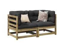 vidaXL 2 Piece Garden Sofa Set with Cushions Impregnated Wood Pine