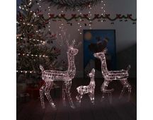 vidaXL Acrylic Reindeer Family Christmas Decoration 300 LED Warm White