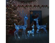 vidaXL Acrylic Reindeer Family Christmas Decoration 300 LED Blue