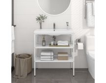 vidaXL Bathroom Washbasin Frame White 79x38x83 cm Iron