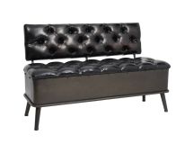 vidaXL Storage Bench with Backrest 110 cm Black Faux Leather