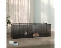 vidaXL Small Animal Cage Black 144x74x46.5 cm PP and Steel