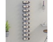 vidaXL Wall-mounted Wine Rack for 10 Bottles White Metal