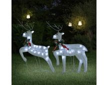 vidaXL Christmas Reindeers 2 pcs White 40 LEDs