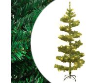 vidaXL Swirl Christmas Tree with Stand and LEDs Green 180 cm PVC