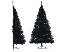 vidaXL Artificial Half Christmas Tree with Stand Black 240 cm PVC