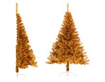 vidaXL Artificial Half Christmas Tree with Stand Gold 150 cm PVC