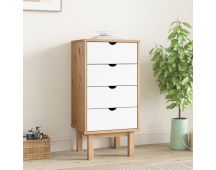 vidaXL Drawer Cabinet OTTA Brown&White 45x39x90cm Solid Wood Pine