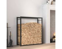 vidaXL Firewood Rack Matt Black 80x28x86 cm Steel