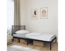 vidaXL Metal Bed Frame with Headboard Black 107x203 cm