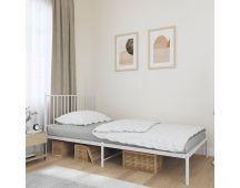 vidaXL Metal Bed Frame with Headboard White 107x203 cm