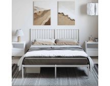 vidaXL Metal Bed Frame with Headboard White 153x203 cm Queen