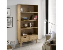 vidaXL Bookcase OTTA with 2 Drawers Brown Solid Wood Pine