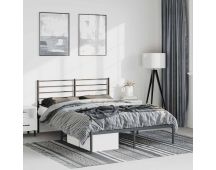 vidaXL Metal Bed Frame with Headboard Black 153x203 cm Queen