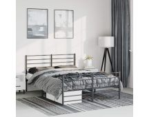 vidaXL Metal Bed Frame with Headboard and Footboard Black 153x203 cm Queen