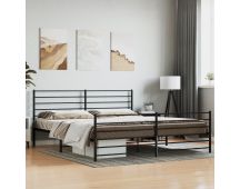 vidaXL Metal Bed Frame with Headboard and Footboard Black 183x203 cm King