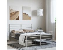 vidaXL Metal Bed Frame with Headboard and Footboard White 137x187 cm Double