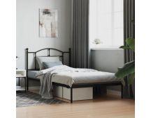 vidaXL Metal Bed Frame with Headboard Black 107x203 cm King Single