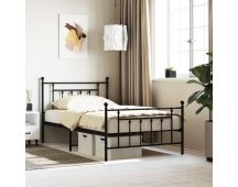 vidaXL Metal Bed Frame with Headboard and Footboard Black 107x203 cm King Single Size