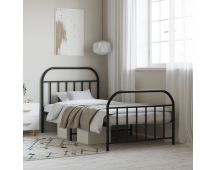 vidaXL Metal Bed Frame with Headboard and Footboard Black 107x203 cm