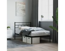 vidaXL Metal Bed Frame with Headboard Black 107x203 cm