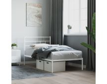 vidaXL Metal Bed Frame with Headboard White 107x203 cm