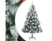 vidaXL Artificial Hinged Christmas Tree with Cones and Berries 180 cm