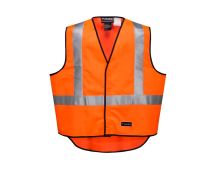 HUSKI Hi Vis Patrol Vest 3M Reflective Tape Safety Workwear High Visibility - Orange - L