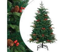 vidaXL Artificial Hinged Christmas Tree with Cones and Berries 150 cm