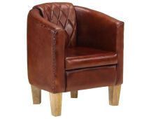 vidaXL Tub Chair Brown Real Leather