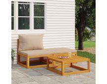 vidaXL 3 Piece Garden Lounge Set with Cushions Solid Wood Acacia