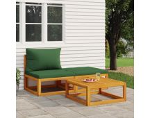 vidaXL 3 Piece Garden Lounge Set with Cushions Solid Wood Acacia