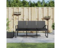 vidaXL 3-Seater Garden Bench with Cushions Dark Grey PP Rattan