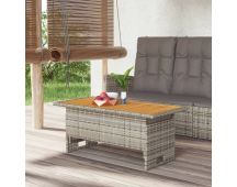 vidaXL Garden Table Grey 100x50x43/63 cm Solid Wood Acacia&Poly Rattan