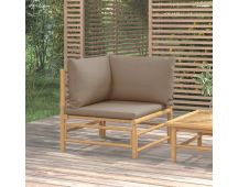 vidaXL Garden Corner Sofa with Taupe Cushions Bamboo