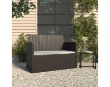 vidaXL Garden Bench with Cushions Black 105 cm Poly Rattan