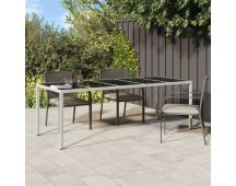 vidaXL Garden Table White 250x100x75 cm Poly Rattan and Tempered Glass