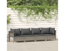 vidaXL 4 Piece Garden Lounge Set with Cushions Grey Poly Rattan