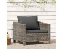 vidaXL Garden Armchair with Cushion Grey Poly Rattan